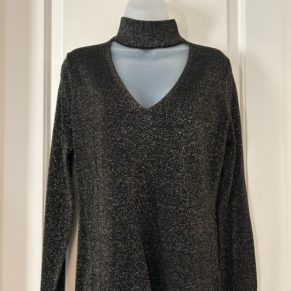 Michael Kors Black Gold Sparkle Sweater Large NWT